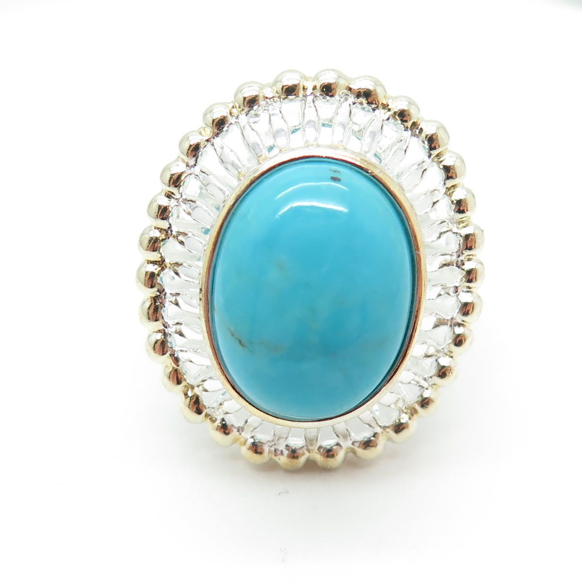 925 Sterling Silver Real Sleeping Beauty Turquoise Gemstone Ring Size 11