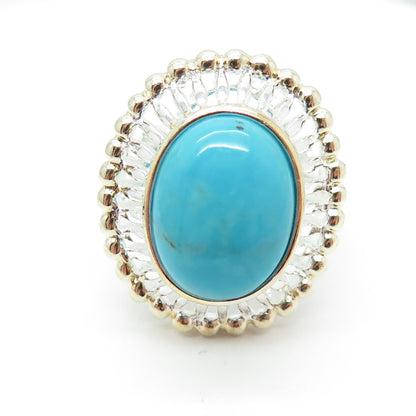 925 Sterling Silver Real Sleeping Beauty Turquoise Gemstone Ring Size 11