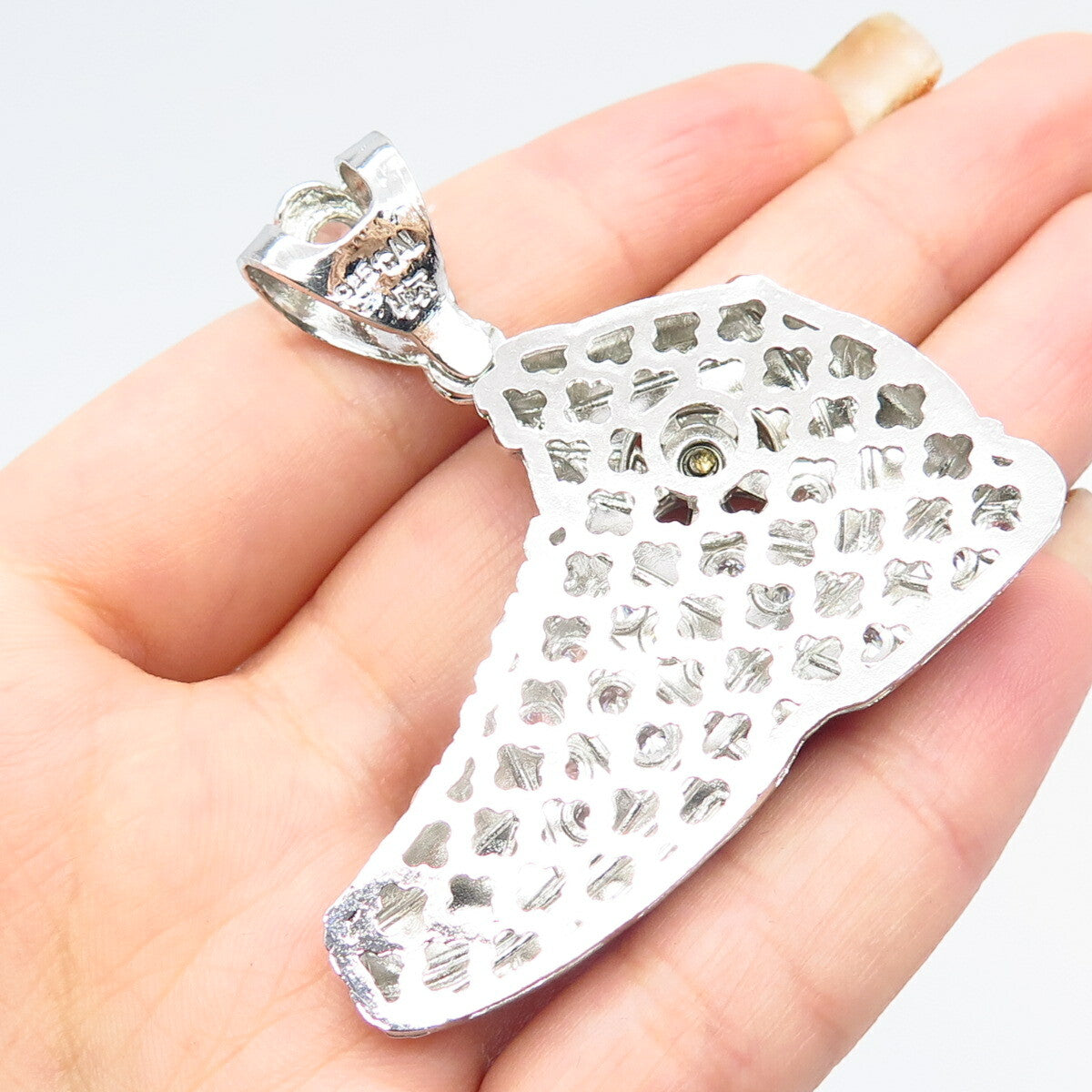 925 Sterling Silver C Z Sport Shoe / Sneaker Large Pendant