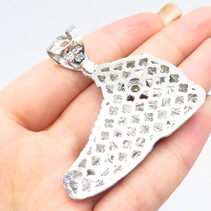 925 Sterling Silver C Z Sport Shoe / Sneaker Large Pendant