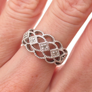 RJ Graziano 925 Sterling Silver Real Round-Cut Diamond Ring Size 6.25