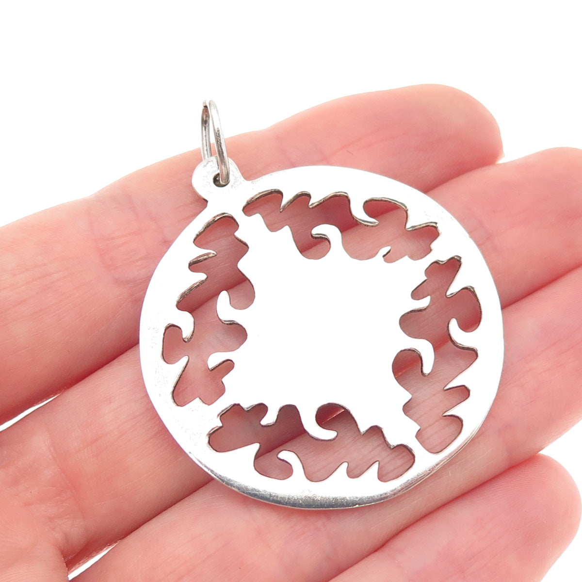 925 Sterling Silver Vintage Real Turquoise Inlay Modernist Pendant