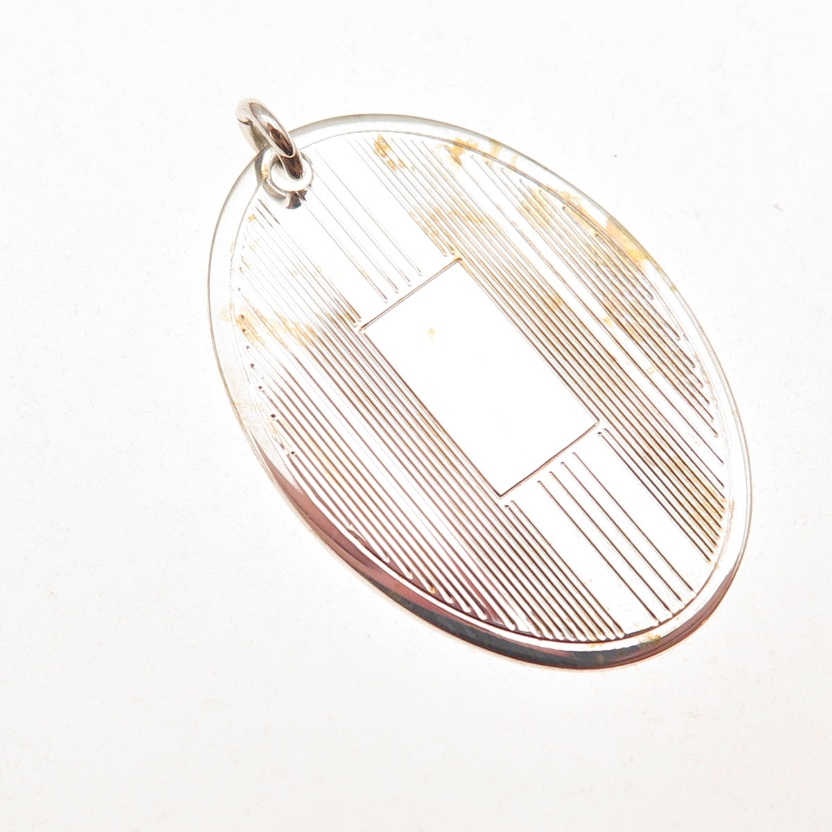 925 Sterling Silver Vintage Engravable Oval Tag Charm Pendant