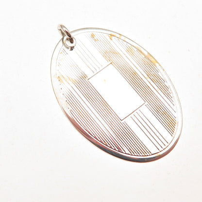 925 Sterling Silver Vintage Engravable Oval Tag Charm Pendant