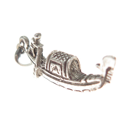 800 Silver Vintage Gondola Boat Minimalist Oxidized Charm Pendant