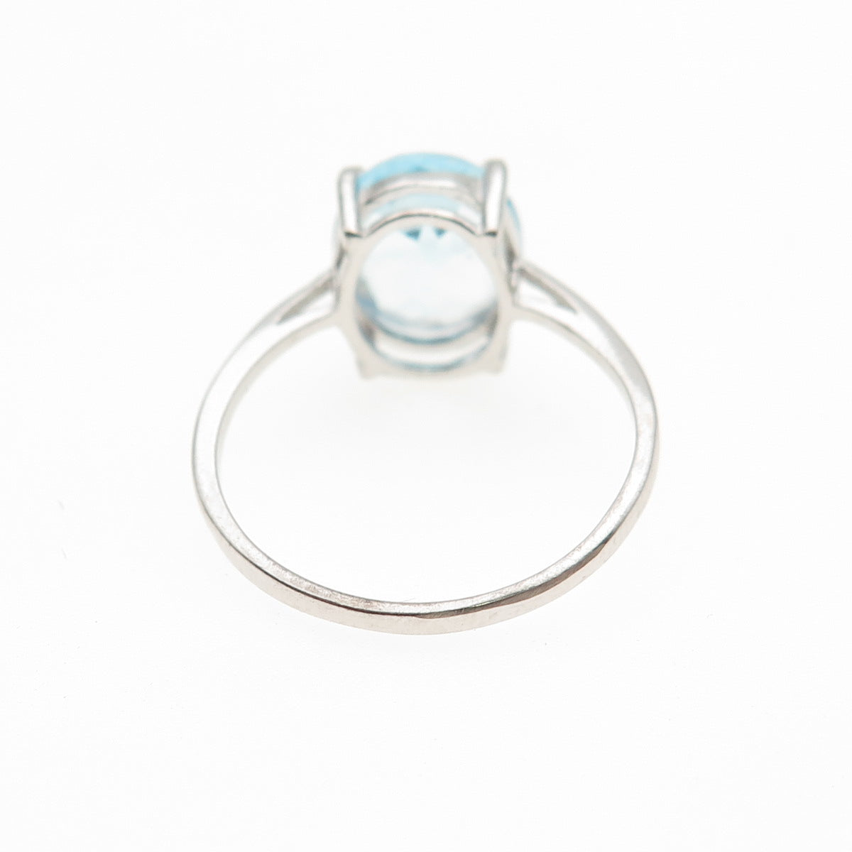 925 Sterling Silver Real Oval-Cut Blue Topaz Ring Size 7.25
