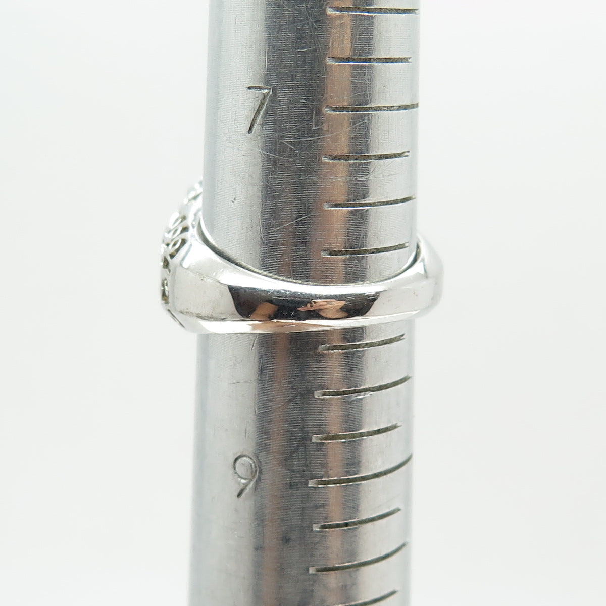 925 Sterling Silver Real Emerald-Cut Lime Citrine Swirl Ring Size 8.25