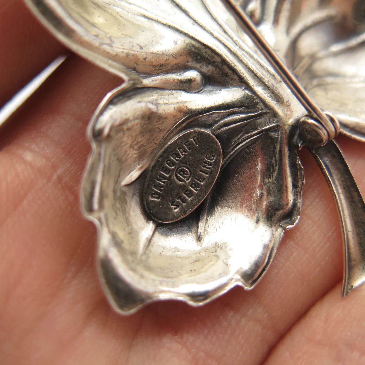 925 Sterling Silver Antique Danecraft Leaf Pin Brooch