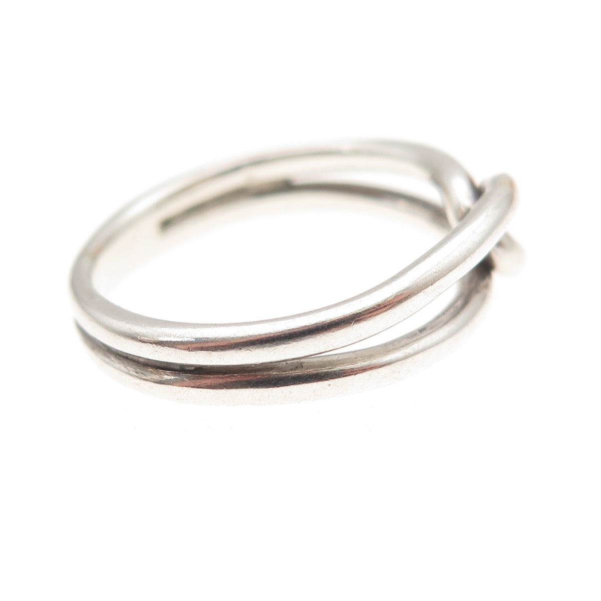 925 Sterling Silver Vintage Interlocked Infinity Knot Oxidized Ring Size 6.25