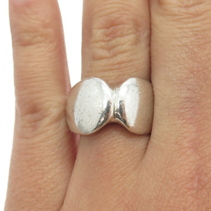 925 Sterling Silver Vintage Modernist Hugs Ring Size 7.5