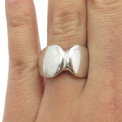 925 Sterling Silver Vintage Modernist Hugs Ring Size 7.5