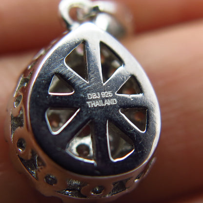 925 Sterling Silver C Z Teardrop Charm Pendant