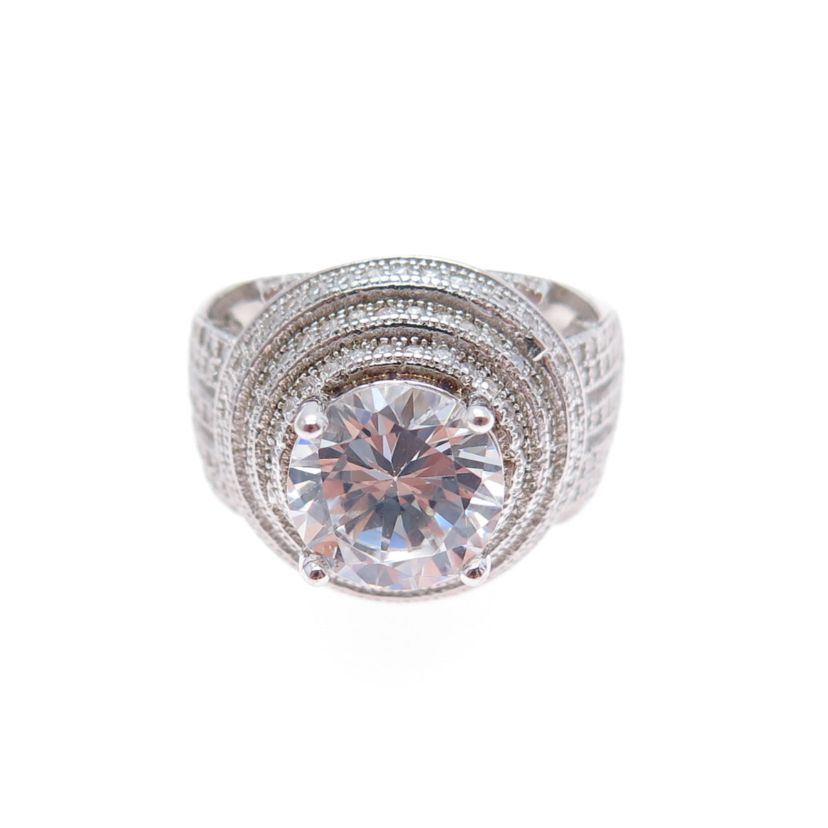 925 Sterling Silver Round-Cut C Z Ring Size 6.5