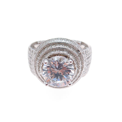 925 Sterling Silver Round-Cut C Z Ring Size 6.5