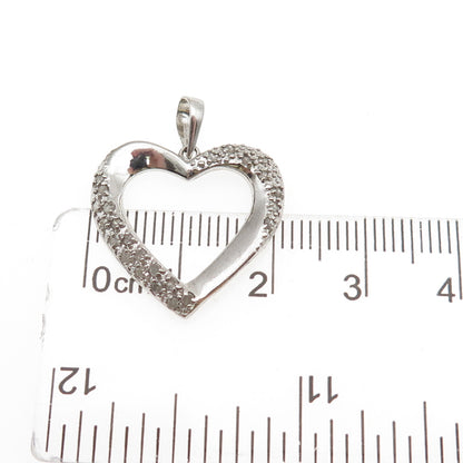CHARLES WINSTON 925 Sterling Silver Real Round-Cut Diamond Heart Charm Pendant