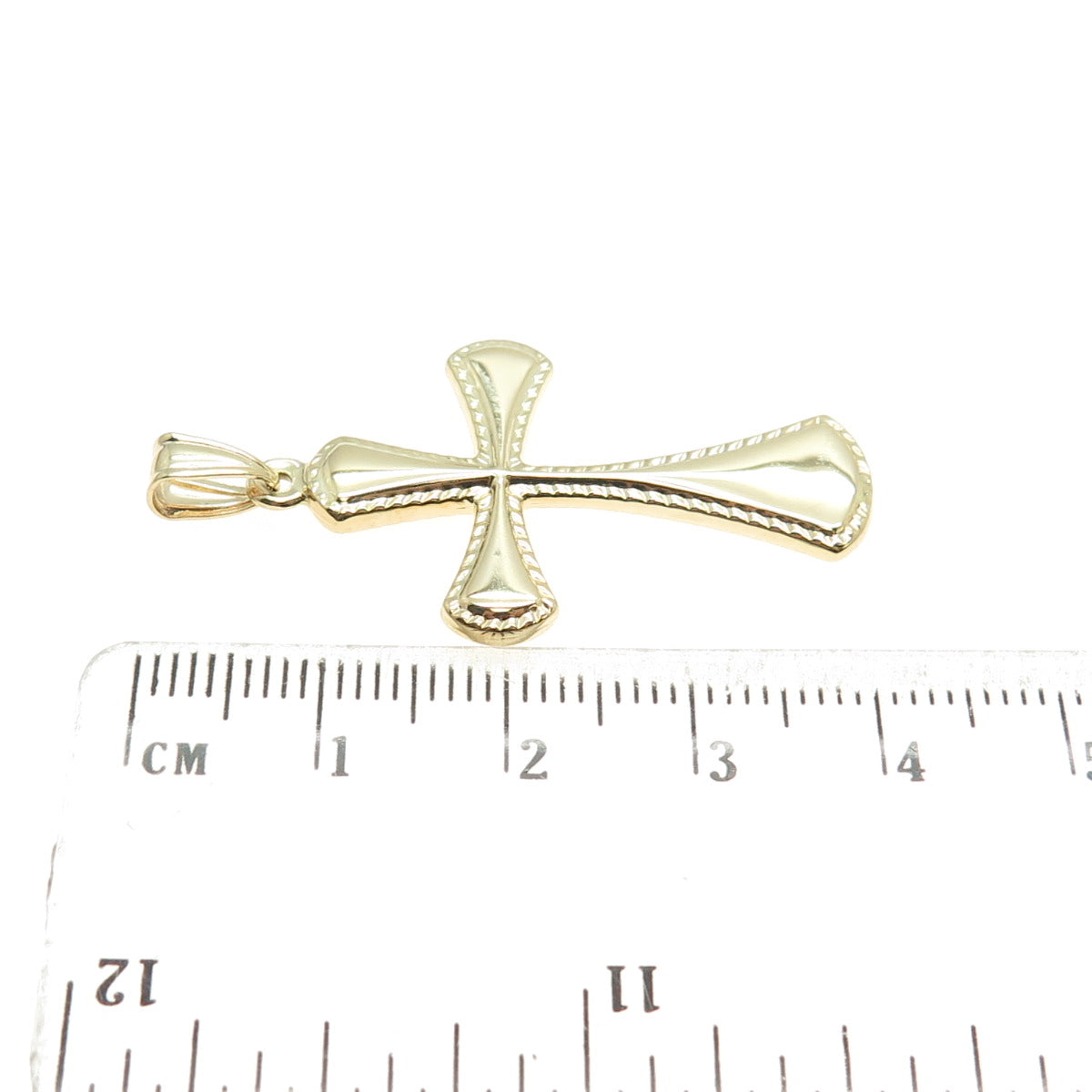 14K Yellow Gold Diamond-Cut Cross Religious Charm Pendant