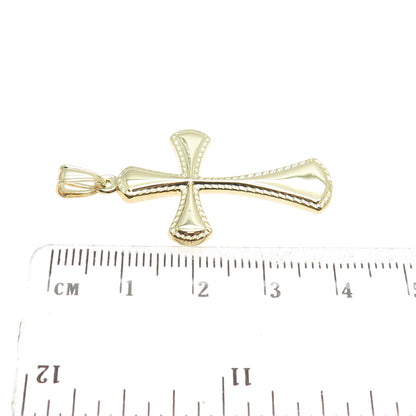 14K Yellow Gold Diamond-Cut Cross Religious Charm Pendant