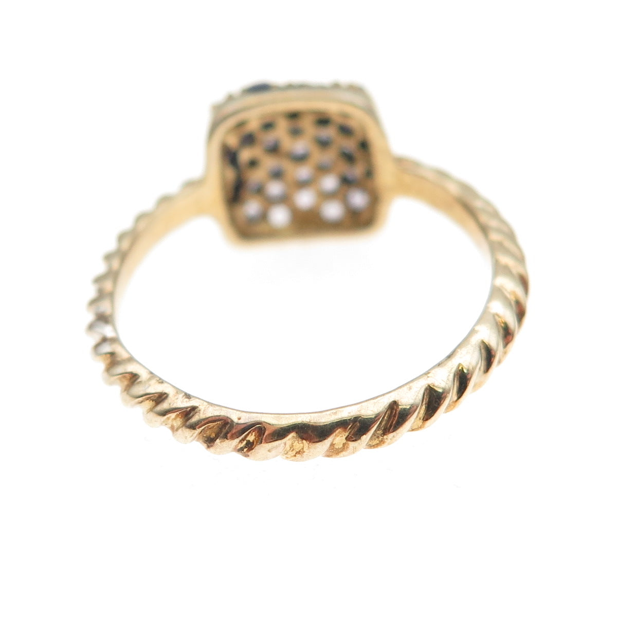 925 Sterling Silver Gold Plated Real Round-Cut Tanzanite Ring Size 6.75