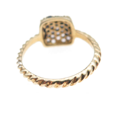 925 Sterling Silver Gold Plated Real Round-Cut Tanzanite Ring Size 6.75