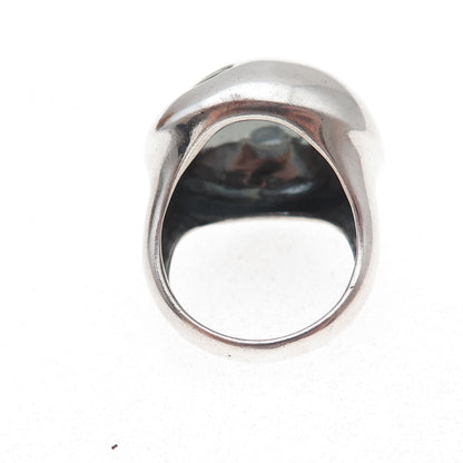 925 Sterling Silver Vintage Modernist Dome Oxidized Ring Size 8