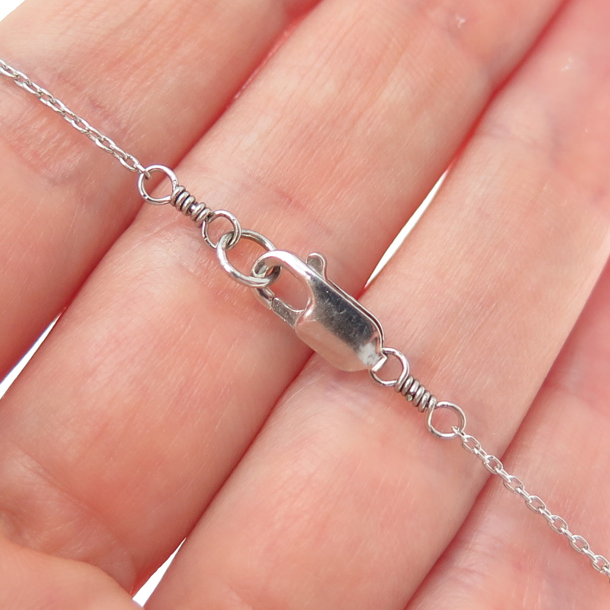 925 Sterling Silver Vintage Real Pearl Station Cable Chain Necklace 18"