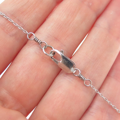 925 Sterling Silver Vintage Real Pearl Station Cable Chain Necklace 18"