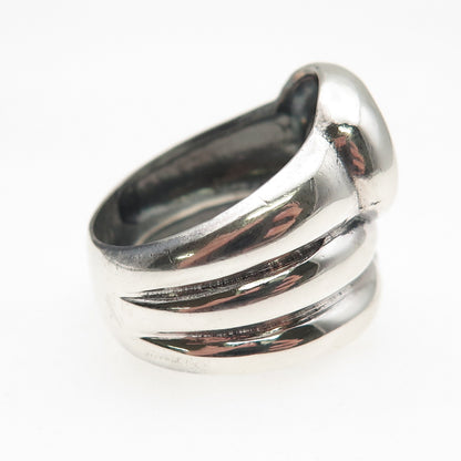 925 Sterling Silver Vintage Modernist Oxidized Ring Size 8