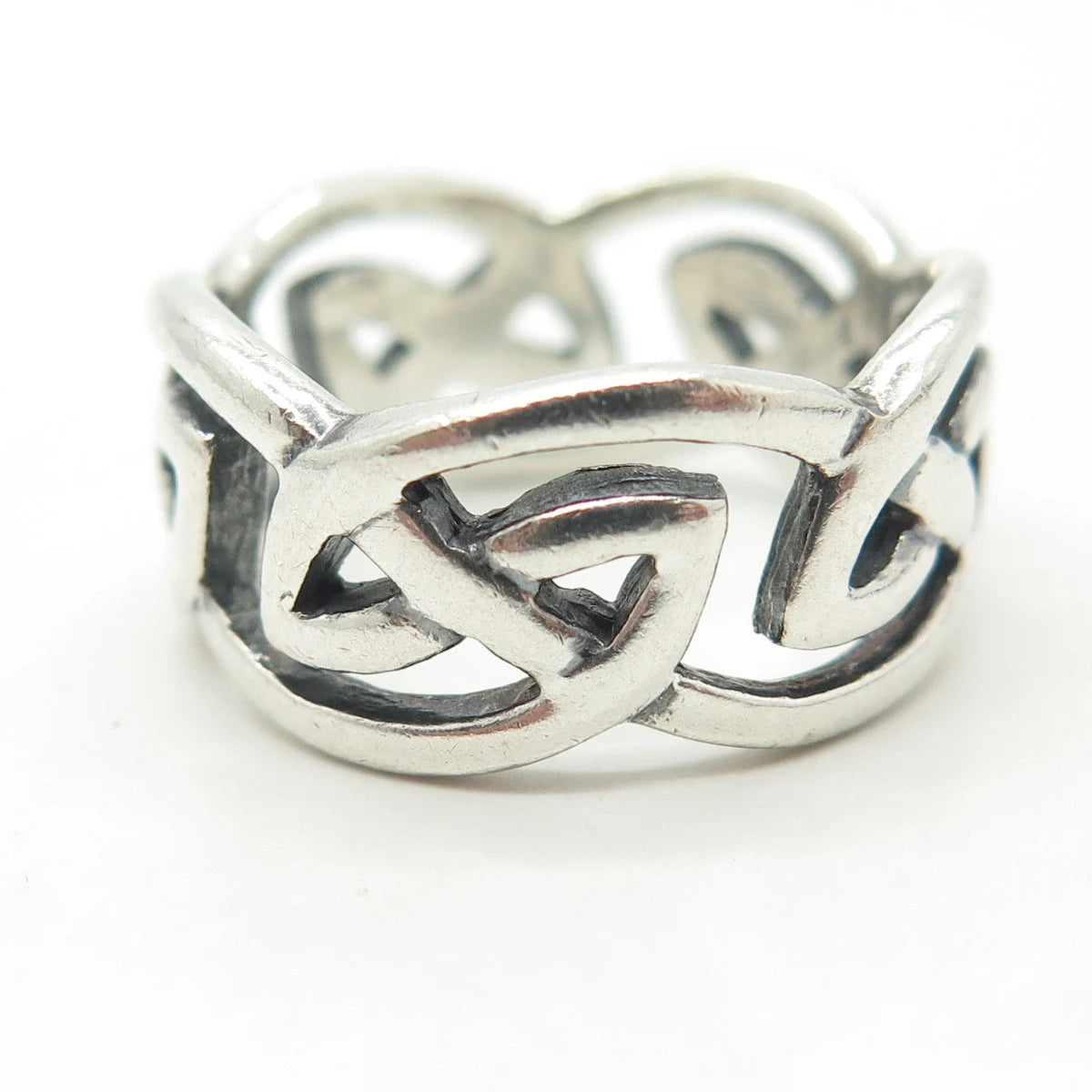 925 Sterling Silver Vintage Celtic Knot Band Ring Size 8.25