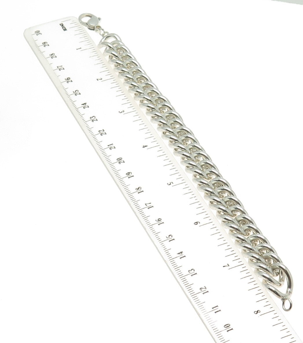 925 Sterling Silver Vintage Curb Link Heavy Bracelet 7.5"