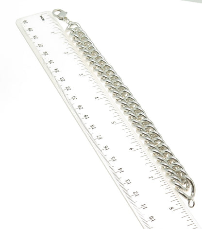 925 Sterling Silver Vintage Curb Link Heavy Bracelet 7.5"