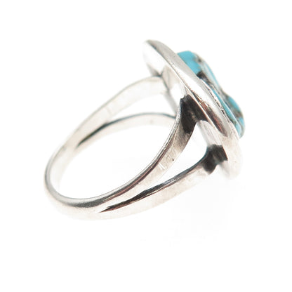 Old Pawn 925 Sterling Silver Vintage Southwestern Turquoise Tribal Ring Size 8.5