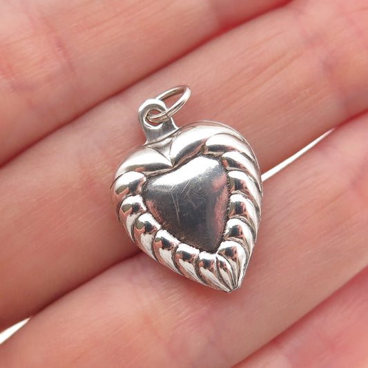 925 Sterling Silver Antique Art Deco Chatelaine Heart Mini Charm Pendant