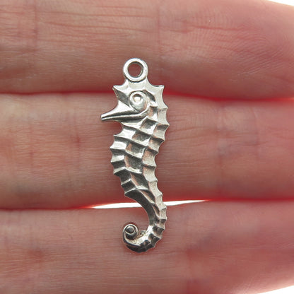 925 Sterling Silver Antique Art Deco Seahorse Minimalist Charm Pendant