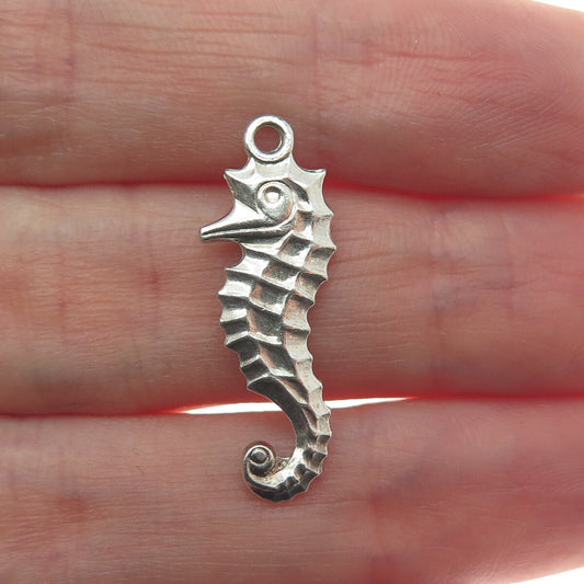 925 Sterling Silver Antique Art Deco Seahorse Minimalist Charm Pendant