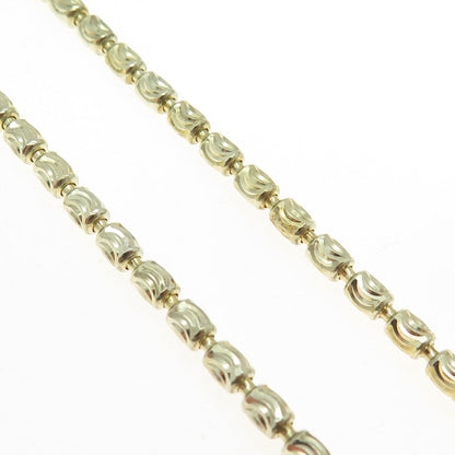 P. LUX Sterling Silver Gold Plated Italy Diamond-Cut Beaded Chain Necklace 16"