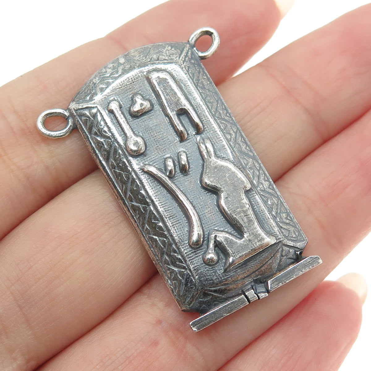 800 Silver Vintage Egyptian Cartouche Oxidized Centerpiece Pendant