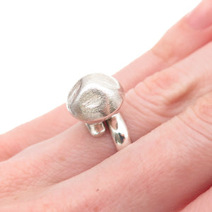 950 Silver Vintage Modernist Brushed Bead Adjustable Ring Size 5.75