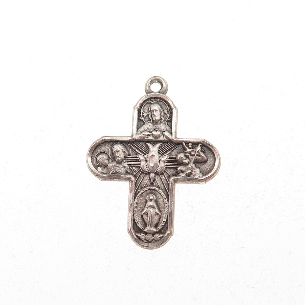 Bliss 925 Sterling Silver Vintage 4-Way Cross Catholic Oxidized Charm Pendant