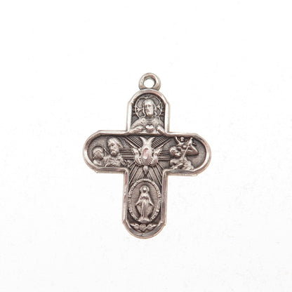 Bliss 925 Sterling Silver Vintage 4-Way Cross Catholic Oxidized Charm Pendant