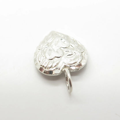 925 Sterling Silver Vintage Double Heart Chatelaine Charm Pendant