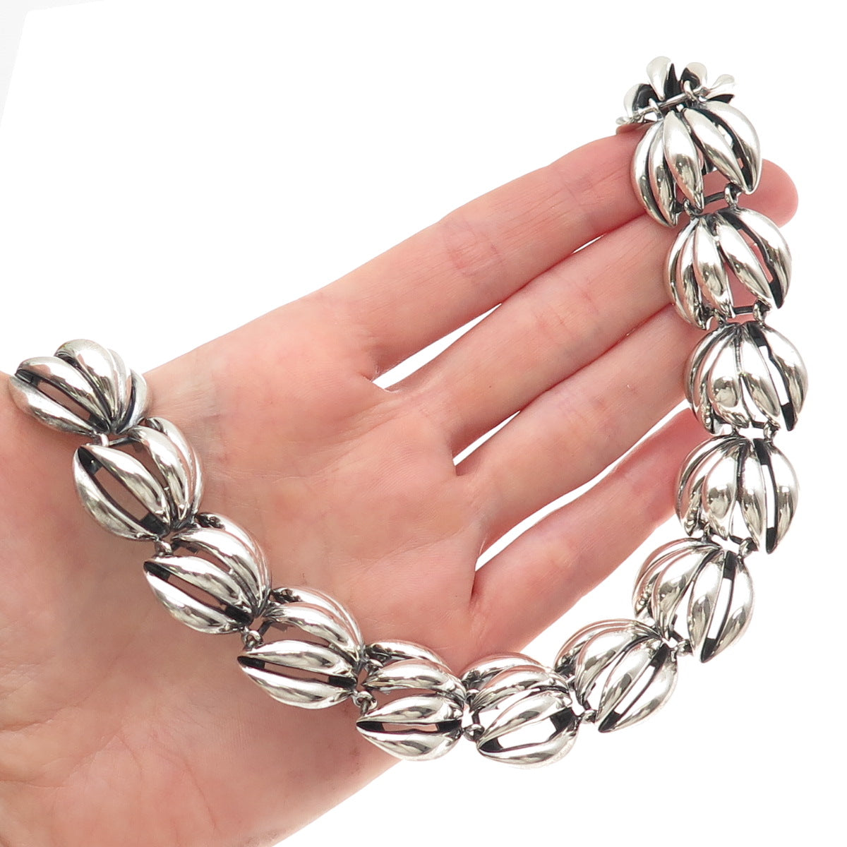 Shirley Henry Sterling Silver Vintage Modernist Heavy 103.8g Chain Necklace 16"