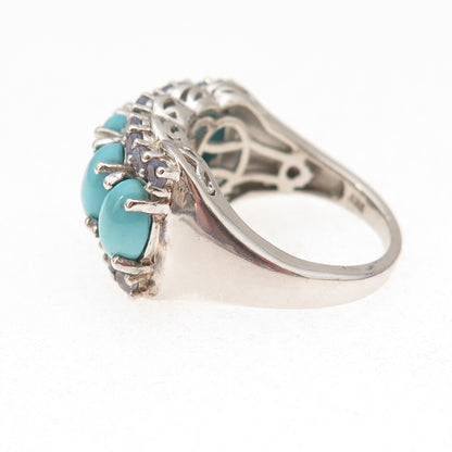 Chuck Clemency 925 Sterling Silver Real Turquoise & Tanzanite Ring Size 8.25