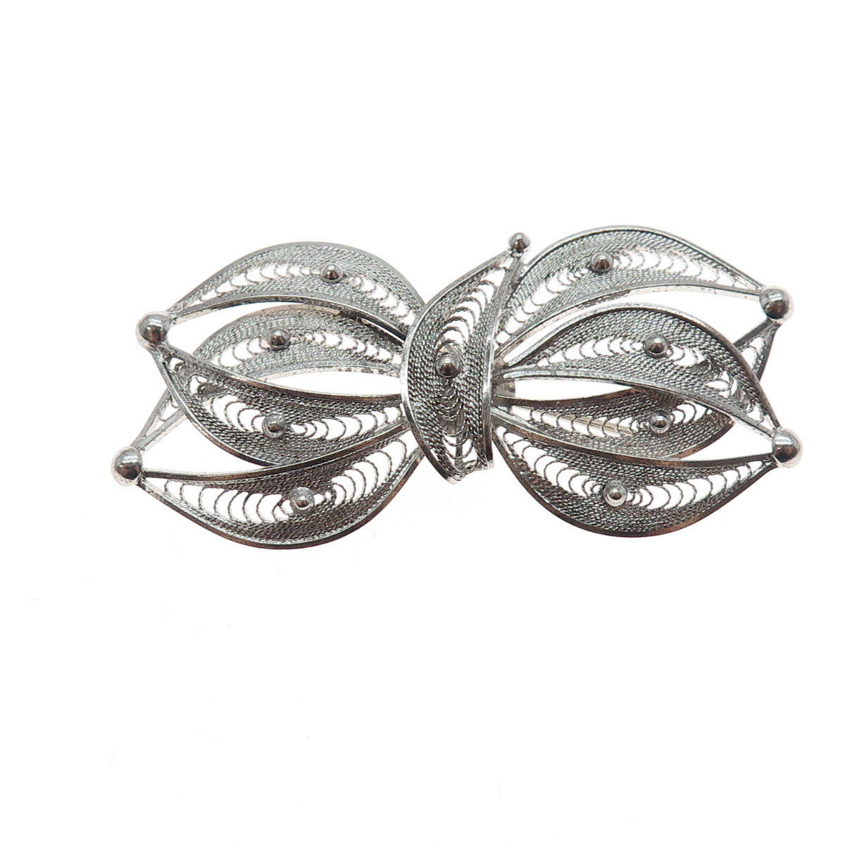 STANCO 925 Sterling Silver Vintage Floral Filigree Pin Brooch