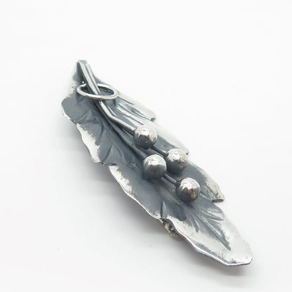 925 Sterling Silver Vintage Mexico Leaf Pin Brooch