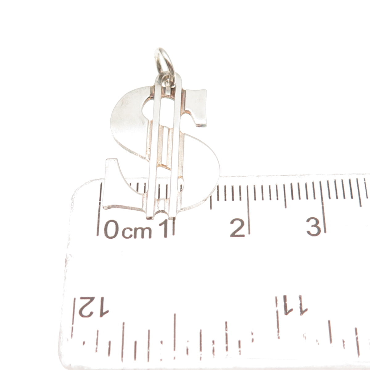 925 Sterling Silver Vintage Dollar Symbol Charm Pendant