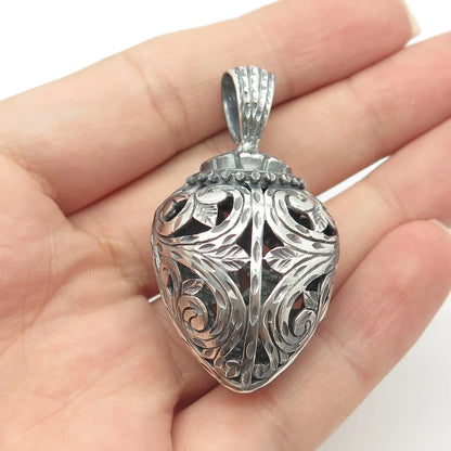 925 Sterling Silver Vintage Ornate 3D Pendant