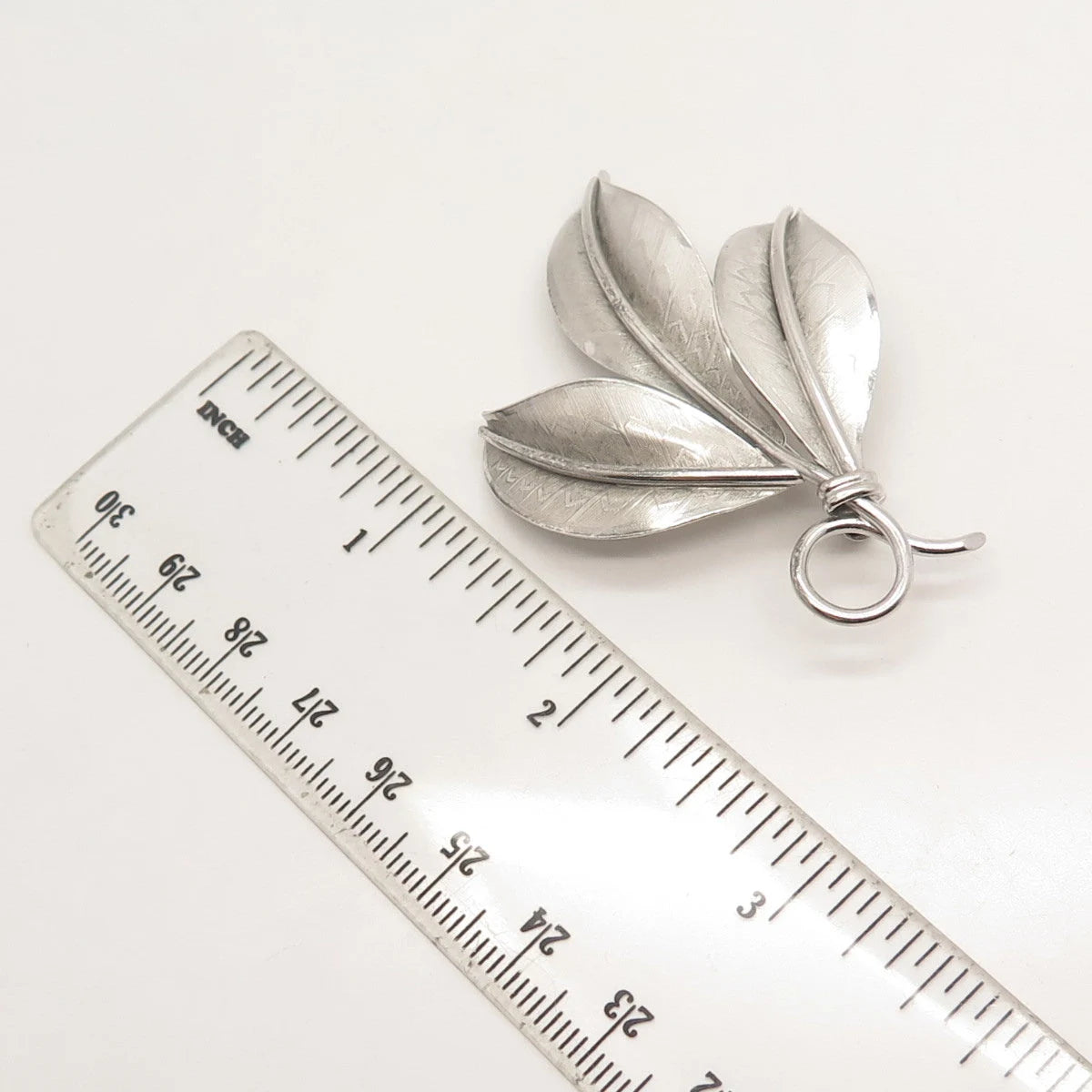 925 Sterling Silver Vintage Danecraft Triple Leaf Pin Brooch