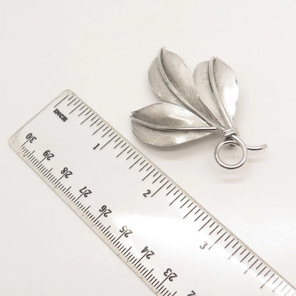 925 Sterling Silver Vintage Danecraft Triple Leaf Pin Brooch