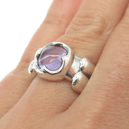 925 Sterling Silver Real Amethyst Modernist Ring Size 7.25