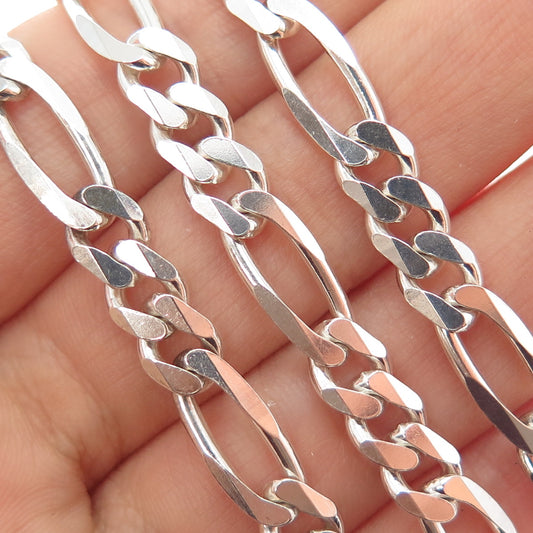925 Sterling Silver Vintage Figaro Chain Necklace 20"